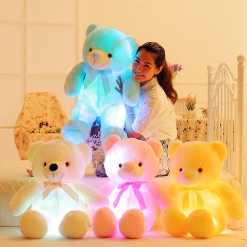 Ours en peluche, à LED, 50 cm, coloré brillant pour enfants, jouet en forme d'animaux, oreiller éclairé créatif, cadeau de Noël ► Photo 1/6