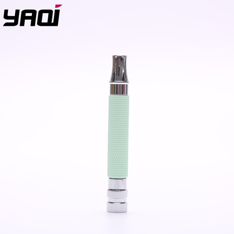 Yaqi – manche de rasoir de sécurité en laiton, couleur pistache vert et Chrome ► Photo 1/6