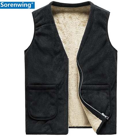 lamb cashmere waistcoat for men Brand Winter Jacket Men Vest Men Zipper Mens Jacket Sleeveless Casual Winter Waistcoat Men 8XL ► Photo 1/6