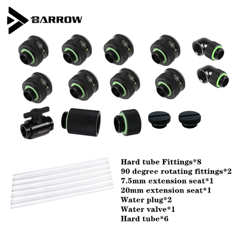 Barrow AIO – Kit de refroidissement d'eau pour ordinateur, avec raccords, tube rigide, boucle liquide, noir, argent, blanc, or ► Photo 1/4