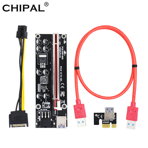 CHIPAL – carte PCI Express VER009S Plus 1X à 16X, câble USB 0.6, alimentation SATA 6 broches, 3.0 M, pour le minage BTC LTC ► Photo 1/6