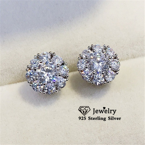 S925 aiguilles en argent boucles d'oreilles pour femmes filature cubique zircone Fine bijoux de mariage mariée fiançailles Brincos CCE728 ► Photo 1/6