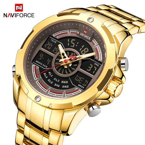 NAVIFORCE marque de luxe hommes chronographe numérique montres militaire Sport Quartz or montre-bracelet étanche horloge Relogio Masculino ► Photo 1/6