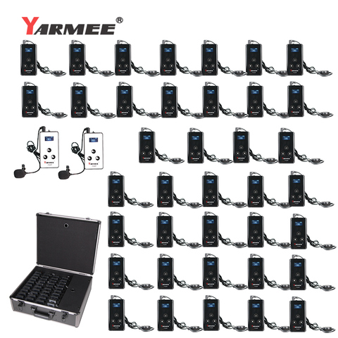 YARMEE ensemble complet système de guidage sans fil Portable comprenant 2 émetteurs + 38 récepteurs + tous les accessoires + étui de chargeur ► Photo 1/6