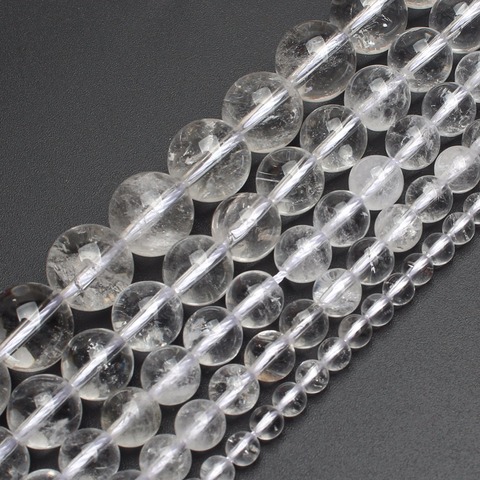 Perles en pierre naturelle en Quartz transparent, grosses perles rondes, pour la fabrication de bijoux, 15.5 pouce/brin, taille 4/6/8/10/12mm -F00102 ► Photo 1/6
