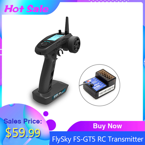 FlySky – transmetteur FS-GT5 2.4G 6CH AFHDS RC avec récepteur de télécommande pour voiture RC bateau, accessoire de pièces RC ► Photo 1/6