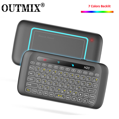Mini clavier sans fil H20, pavé tactile à rétroéclairage, souris à Air inclinée IR, pour Box android, Smart TV, Windows PK H18 Plus ► Photo 1/6
