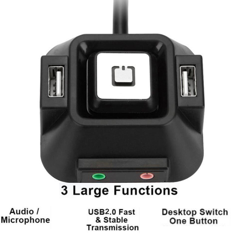 Commutateur USB 2.0 multifonctionnel pour PC, bouton de réinitialisation, marche/arrêt externe, avec Port Microphone Audio, pour commutateurs pour PC d'hôtel ► Photo 1/6