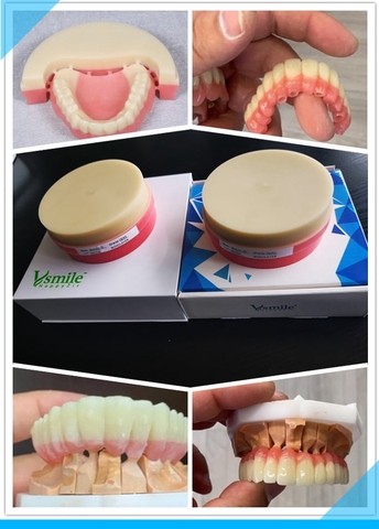 Disque en PMMA pour fraisage dentaire monolitique, Double couche, blanc hybride acrylique Biocompatible pour couronne de prothèse temporaire de laboratoire dentaire ► Photo 1/6