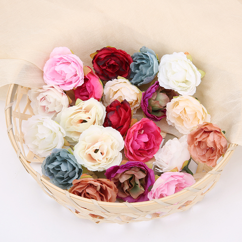 10 pièces 4cm artificielle fleur tête soie pivoine pour mariage décoration fête bricolage à la main couronne cadeau Scrapbooking artisanat fausse fleur ► Photo 1/6