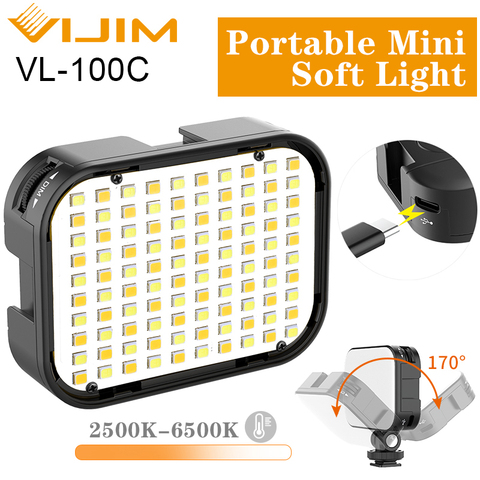 Ulanzi – Mini lumière de remplissage pour appareil photo, lumière de Vlog LED douce et réglable de VL-100C K à 2500K, lampe à intensité variable pour Youtube en direct, viji 6500 ► Photo 1/6