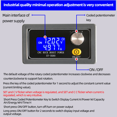 SK80 DC convertisseur Buck Boost CC CV 0.6-36V 5A Module d'alimentation réglable régulé alimentation de laboratoire variable 5V 12V 24V ► Photo 1/6