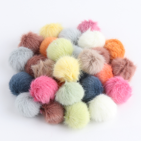 Pom Pom Pom Pom grosses boules en fourrure | Pompon moelleux naturel de couleur Pure pour casquettes chapeaux écharpe gants vêtements décoration 2.5-3cm 10 pièces ► Photo 1/6