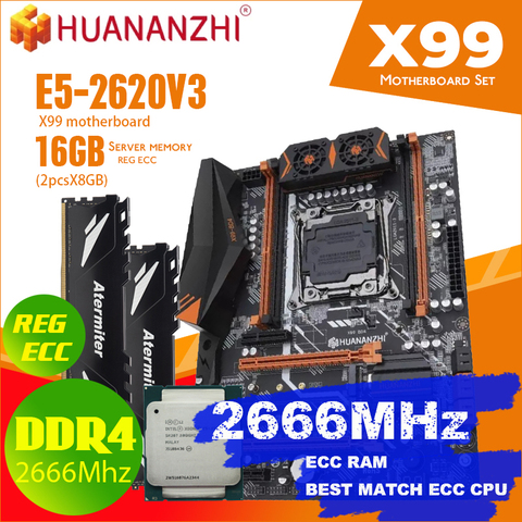 HUANANZHI X99 BD4 DDR4 ensemble de carte mère avec Xeon E5 2620 V3 LGA2011-3 CPU 2*8GB = 16GB PC4 2666MHz DDR4 mémoire REG ECC RAM ► Photo 1/5