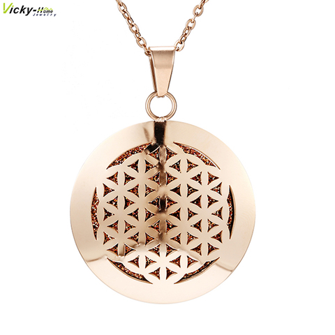 Collier lotus diffuseur d'huile essentielle, collier de parfum, médaillon en acier inoxydable avec coussinets en feutre pour femmes, collier lotus ► Photo 1/6