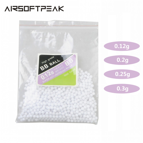 Balle pour frappe Airsoft, accessoires de Paintball tactique, balles de tir pour la chasse, 1000 pièces/sac, 0.12/0.2/0.25g BB ► Photo 1/6