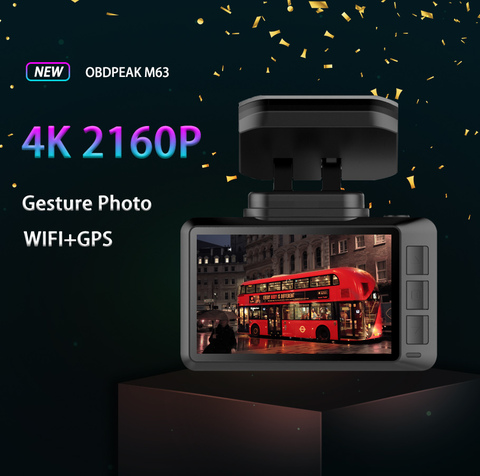 OBDPEAK – M63s 4K caméra DVR WIFI GPS, piste avant et arrière, DashCam double objectif, Vision nocturne, WDR, enregistreur vidéo pour voiture, parking 24H ► Photo 1/6