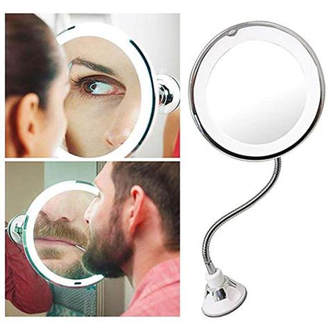 Miroir de maquillage rotatif à 360 degrés, grossissant 10X mon miroir Flexible, miroir de vanité pliant avec lumière LED, outils de maquillage, livraison directe ► Photo 1/6