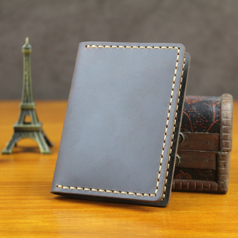 Fait Main de luxe Crazy horse Véritable Porte-Cartes En Cuir d'affaires portefeuille porte-cartes En Cuir étui pour cartes de crédit Porte-carte d'identité ► Photo 1/6