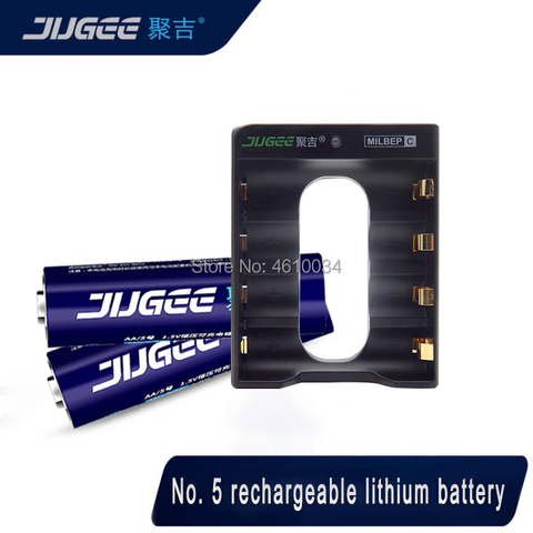 Jugee AA 1.5V 3000mWh lithium li-ion batterie rechargeable + 4 canaux polymère lithium li-ion batterie chargeur ► Photo 1/6