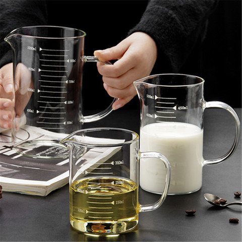 Tasse à mesurer en verre Borosilicate de qualité alimentaire, avec couvercle, bouilloire, accessoires de cuisine, verre transparent pour mesurer le lait, balance de cuisson ► Photo 1/6