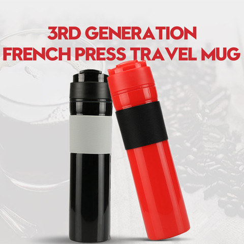 Bouteille de café pressée française Portable de 350ML, avec filtre, Machine à café pour le bureau et la voiture ► Photo 1/6