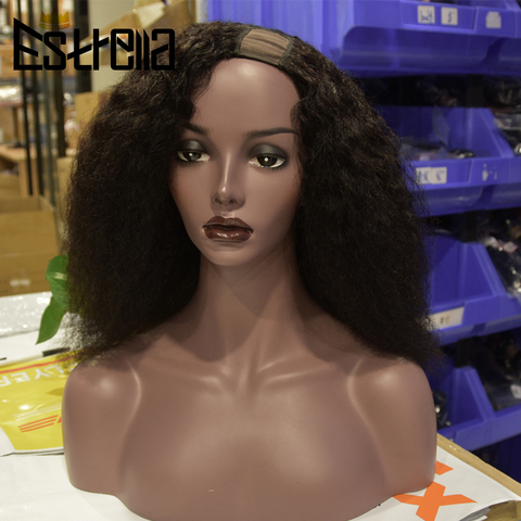 Perruque u-part Remy crépue lisse 8-20 pouces – ESTRELLA, perruques de cheveux naturels Yaki brésiliens 150% partie gauche pour femmes ► Photo 1/6