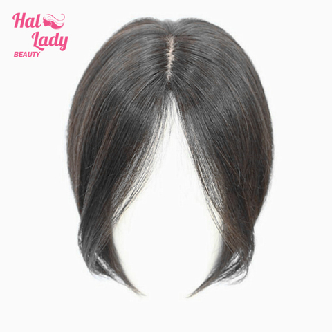 Halo Lady – frange à Clip pour perte de cheveux, postiche naturel brésilien lisse Non Remy avec partie centrale pour perte de cheveux ► Photo 1/6