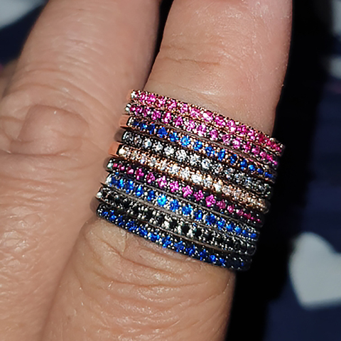 Bagues minces pour femmes accessoires esthétiques bijoux rencontres fiançailles bague pour femmes coloré bijoux en gros R132-M ► Photo 1/6