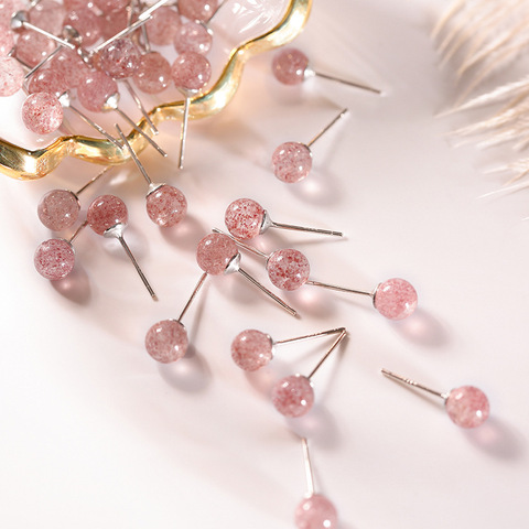 Boucles d'oreilles en argent Sterling 925, fraises, Quartz, cristal rose, simples, bijoux fins pour femmes, nouvelle collection été 2022 ► Photo 1/5