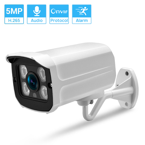 Hamrolte ONVIF caméra IP 5MP étanche caméra extérieure Auido enregistrement détection de mouvement XMeye nuage CCTV caméra de sécurité H.265 ► Photo 1/6