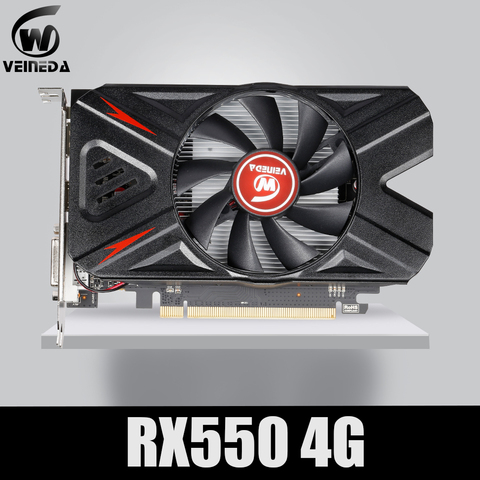 VEINEDA – carte graphique Radeon RX 550 pour ordinateur de bureau gamer, mémoire GDDR5 4 go, 128 bits, PCI express 3.0, Amd ► Photo 1/6