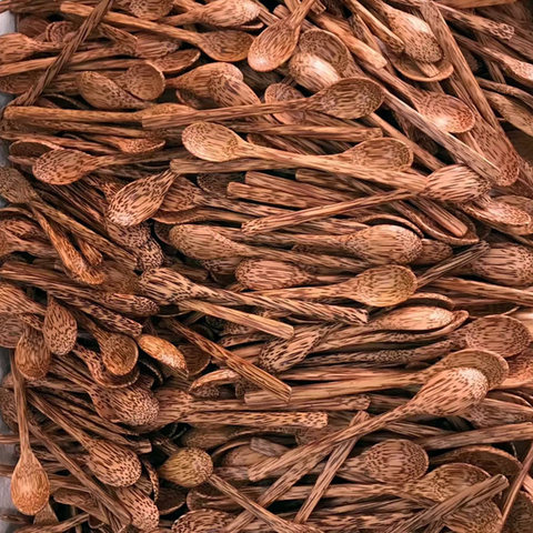 Cuillère à soupe en bois de noix de coco cuillère à café en bois de palmier cuillère à Dessert ► Photo 1/6