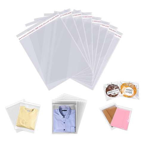 La Cellophane auto-adhésive épaisse claire met en sac la poche en plastique transparente de poly sac d'opp de cachetage pour des sacs de stockage d'emballage de cadeau ► Photo 1/6