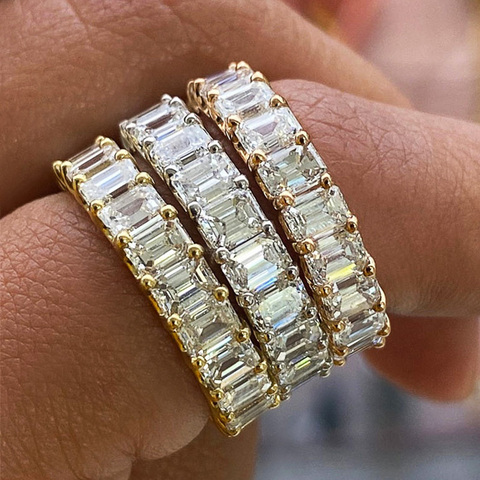 Huitan Luxe Micro Pavé Zircon Cubique Carré Promesse Amour Anneaux pour Les Femmes De Fiançailles De Mariage Bijoux Offre Spéciale Livraison Directe Bague ► Photo 1/5