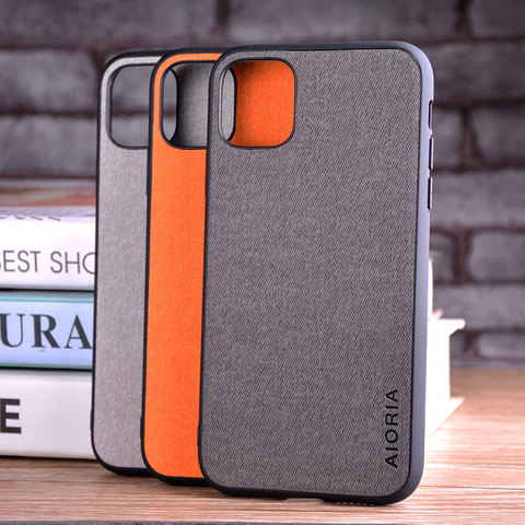 Coque pour iphone 11 12 pro max mini coque luxe textile cuir peau souple dur housse de téléphone pour iphone 11 pro max coque funda capa ► Photo 1/6