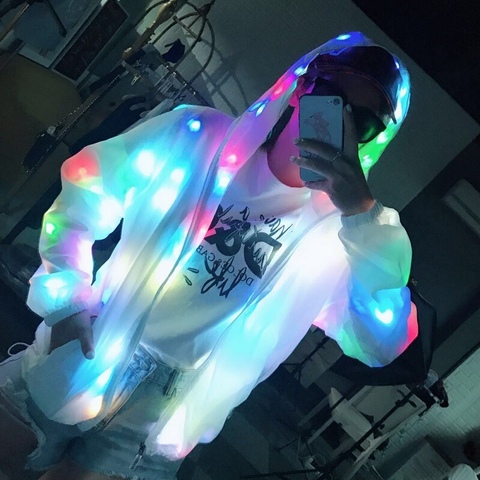 Manteau d'éclairage de LED Costume lumineux vêtements imperméables créatifs danse LED lumières manteau vêtements de fête de noël ► Photo 1/5