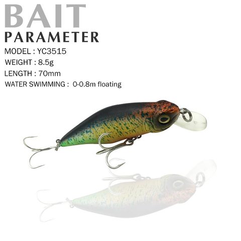 Leurres de pêche 70mm/8.5g 0-0.8M flottant, qualité professionnelle Minnow appât dur 3D yeux manivelle appât de couleurs vives ► Photo 1/1