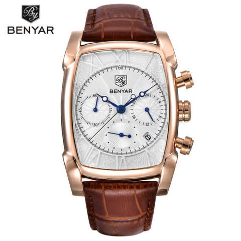 BENYAR – montre-bracelet en cuir à Quartz pour homme, marque de luxe, mode Sport, style militaire ► Photo 1/6