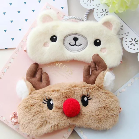 Mignon Animal sommeil masque pour les yeux en peluche couverture pour les yeux enfants masque de couchage hiver dessin animé voyage repos bandeau pour les yeux bandeau aide au sommeil Eye patch ► Photo 1/6