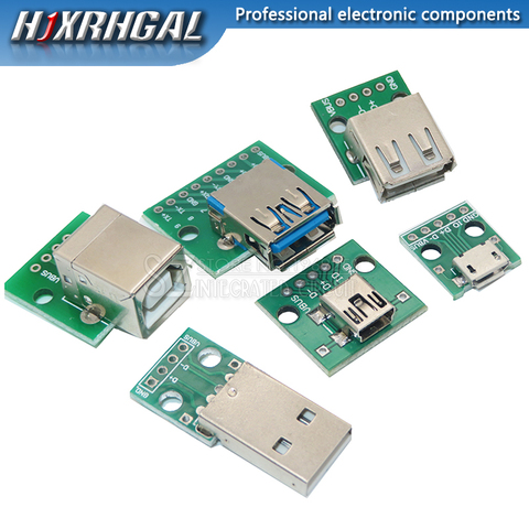 Connecteur USB mâle/MINI adaptateur MICRO USB vers DIP 2.54mm, connecteur femelle 5 broches Type B USB 2.0, convertisseur de PCB, 1 pièce ► Photo 1/6