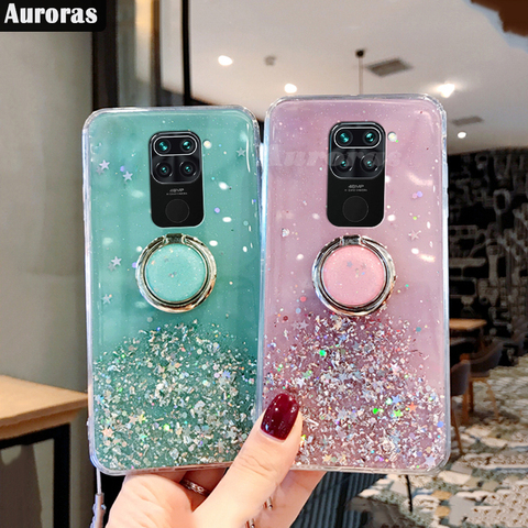 Pour Redmi Note 9S étui paillettes paillettes paillettes ciel étoilé avec anneau pour Redmi Note 9 Pro Max couverture etoiles Redmi 9 Poco X3 10T M3 ► Photo 1/6