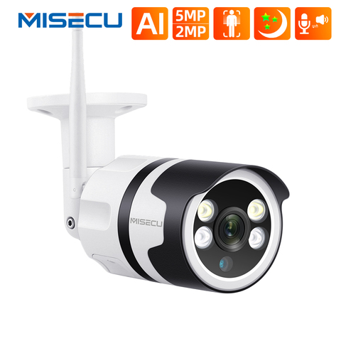 MISECU 5MP Wifi caméra 1080P caméra IP sans fil AI détection humaine couleur nuit E-mail alerte CCTV vidéo caméra de sécurité P2P ► Photo 1/1