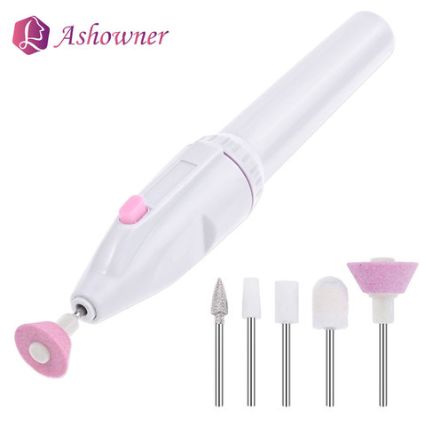 ASHOWNER 5 en 1 ensemble de manucure électrique manucure perceuse à ongles lime meuleuse Kit de toilettage calus dissolvant ensemble tampon à ongles polisseur ► Photo 1/6