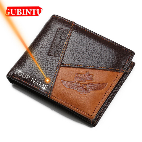 GUBINTU – portefeuille en cuir de vache véritable pour hommes, porte-cartes de poche court Design, porte-monnaie de marque de haute qualité ► Photo 1/6