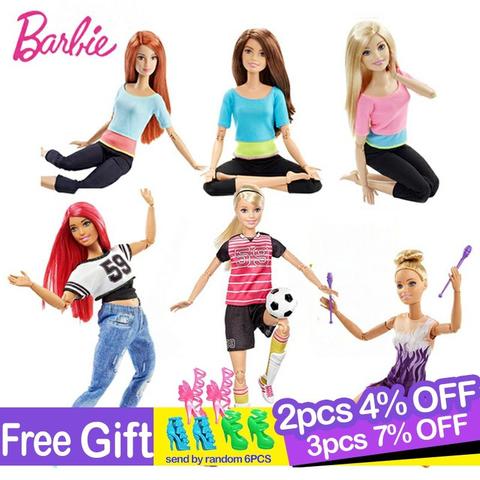 Original Barbie gymnastique Yoga sport poupée Barbie tous les Joints déplacer poupée jouet éducatif fille noël anniversaire jouets cadeau DHL81 ► Photo 1/6