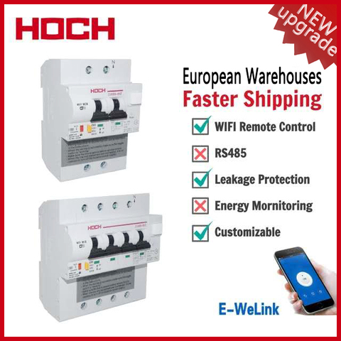 HOCH-disjoncteur WIFI ZJSB9-80Z RCBO, télécommande d'usine, 2/4P, commutateur intelligent sans fil, automatique ► Photo 1/6