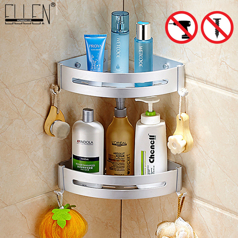 Étagère d'angle de bain pour salle de bain, étagère de rangement sans clous pour shampoing, étagère de rangement pour salle de bain porte-panier EL99 ► Photo 1/6