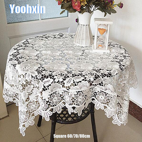 Nappe carrée en coton et dentelle blanche de luxe, nappe brodée de fleurs, pour Table à manger, pour noël, mariage, nouvel an, décoration 2022 ► Photo 1/4