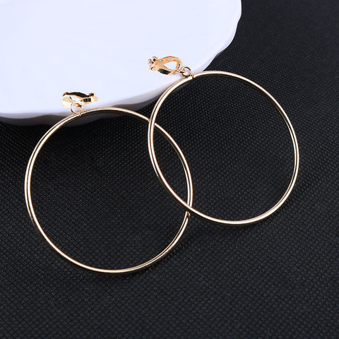 Boucles d'oreilles de style géométrique, rondes, simples en métal, sans Piercing, pour femmes, avec Clip ► Photo 1/6